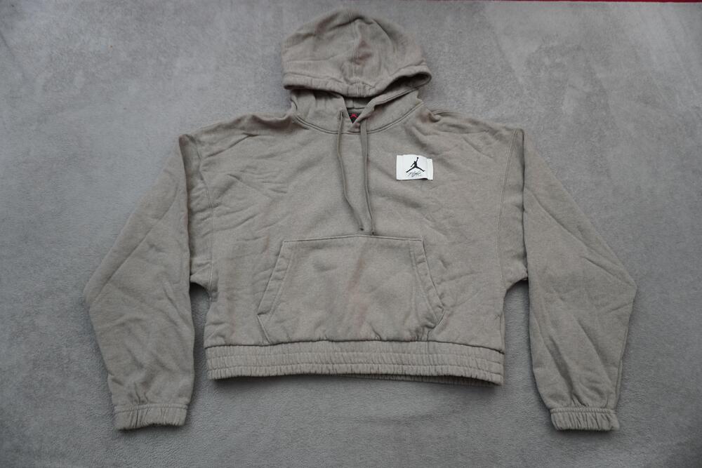 Jordan Hoodie Womens XS Olive Green Flight Loose Fit Cropped Pullover Fleece